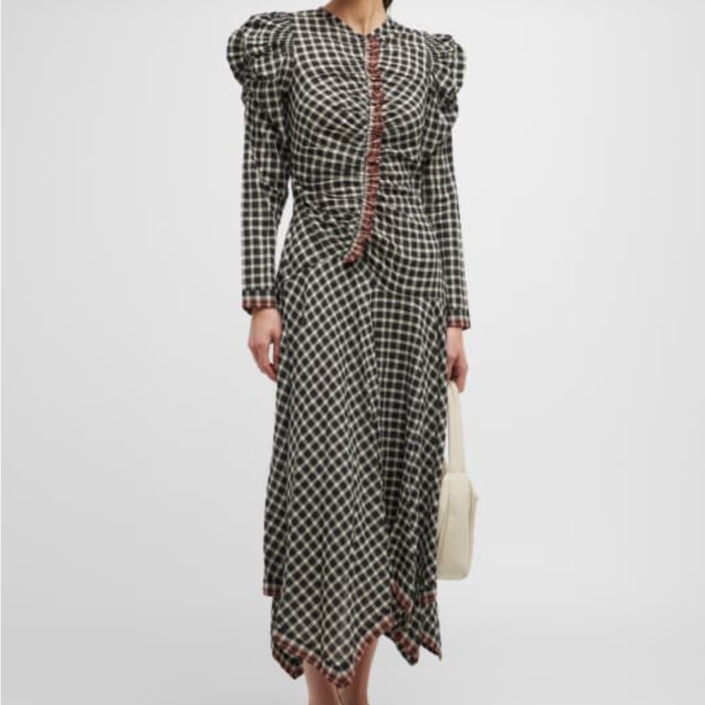 Elegant Black and White Checkered Dress high low ulla johnson